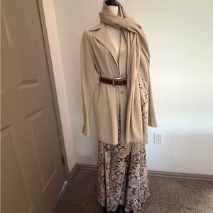 Beige scarf with floral pattern